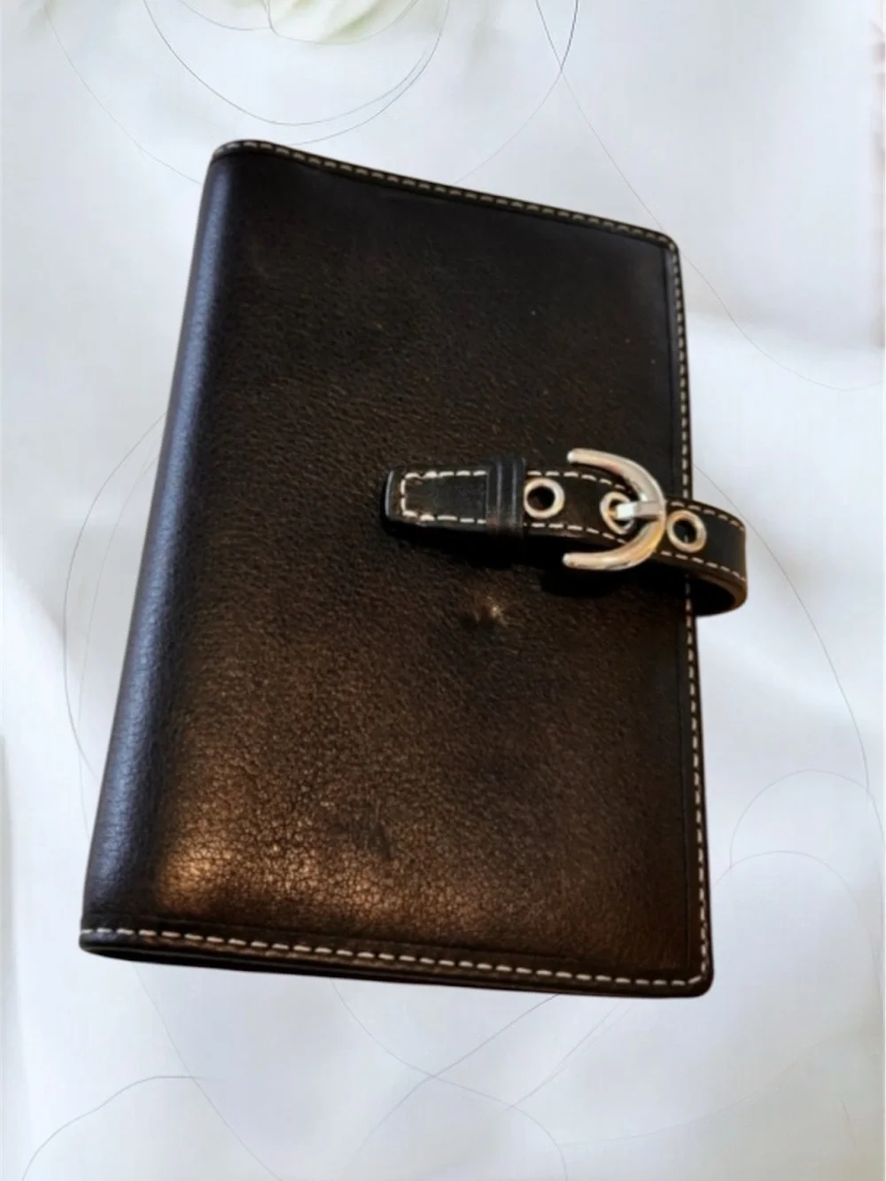 Coach Black Leather Wallet or Picture holder with Silver Buckle Like New 6”x 3.5